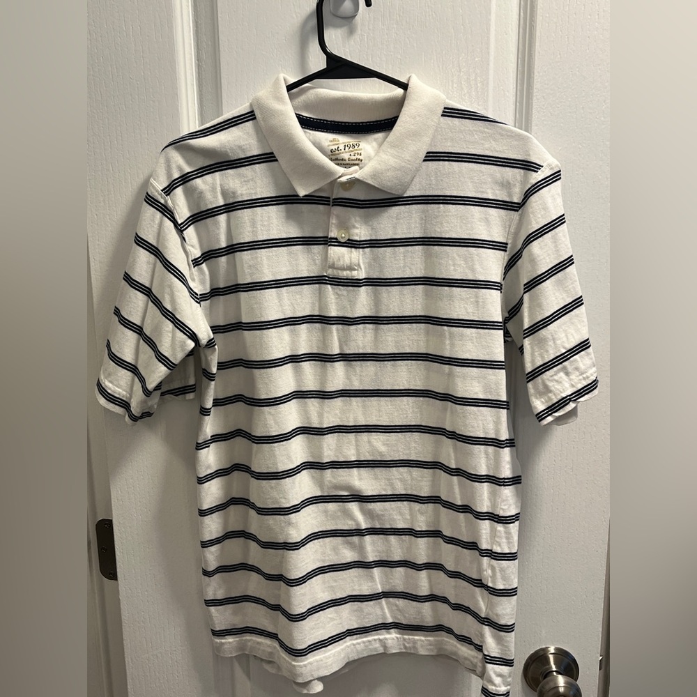 Boy’s White and Black Striped Polo Shirt